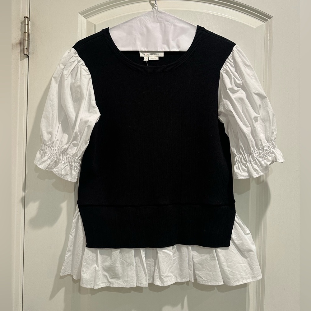 Anthropologie S Peplum Sweater Shirt